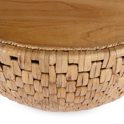 Captiva Round Rattan Drum Coffee Table by Butler Specialty Company in natural and natural rattan. Made from mdf, mindi veneer, rattan in a cottage & farmhouse style.