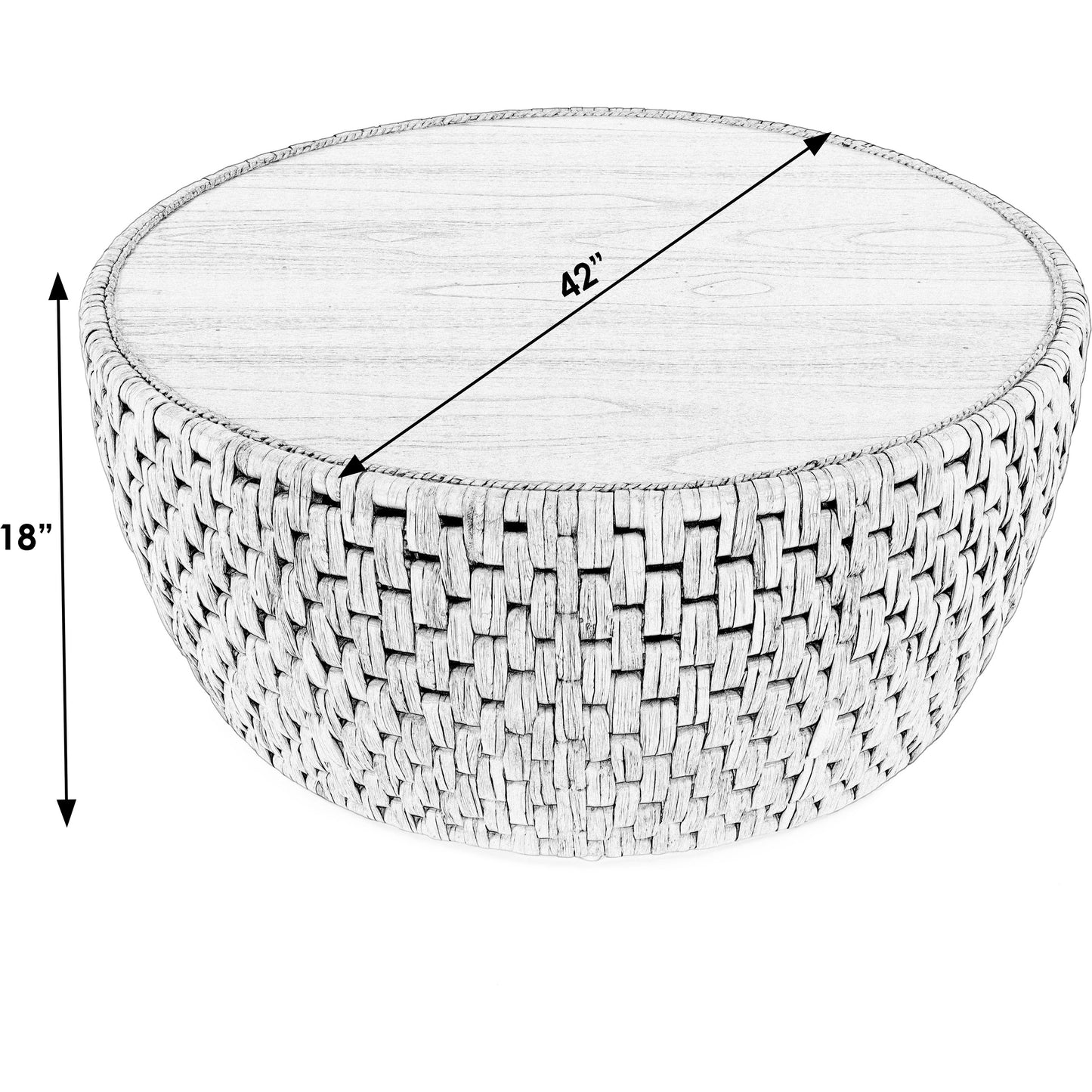 002 SI-2077779 | Additional Silo | Captiva Round Rattan Drum Coffee Table by Butler Specialty Company in natural and natural rattan. Made from mdf, mindi veneer, rattan in a cottage & farmhouse style.