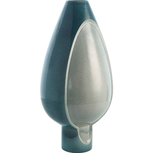 Two Tone Pod Vase by Global Views in azure. Made from ceramic in a modern style.