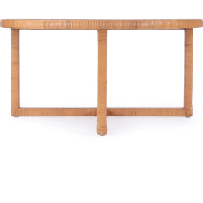 Captiva Round Rattan Coffee Table by Butler Specialty Company in natural and natural rattan. Made from rattan, plywood, rubberwood in a cottage & farmhouse style.