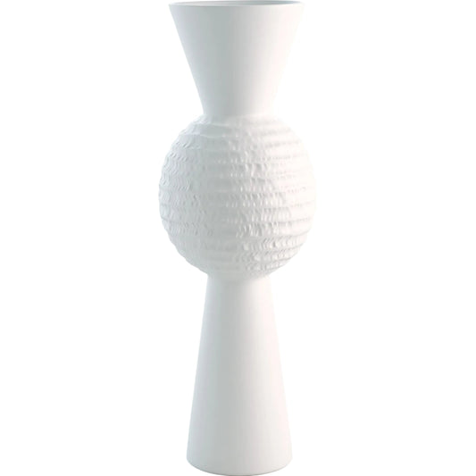 High Chiseled Orb Vase by Global Views in matte white. Made from ceramic in a unique style.