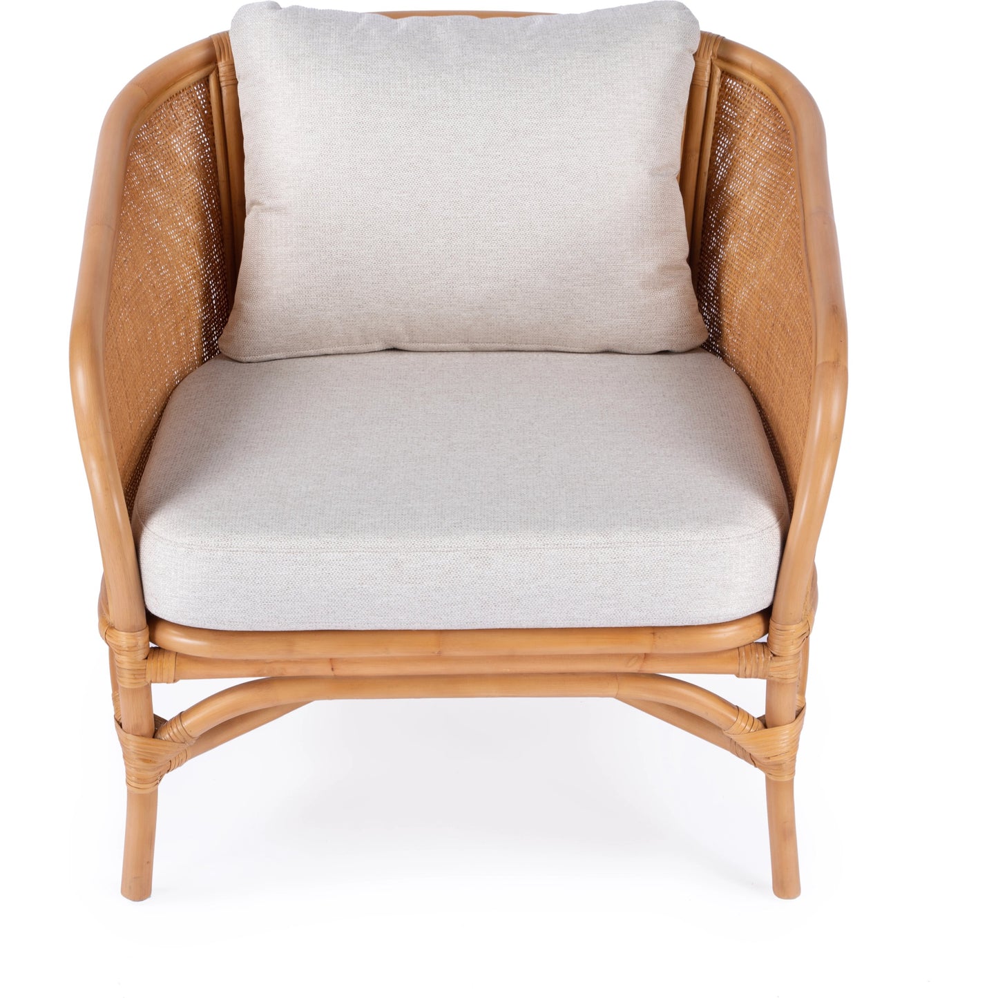 003 SI-2077781 | Additional Silo | Rattan Upholstered Accent Chair by Butler Specialty Company in natural and natural rattan. Made from rattan, fabric, foam in a cottage & farmhouse style.