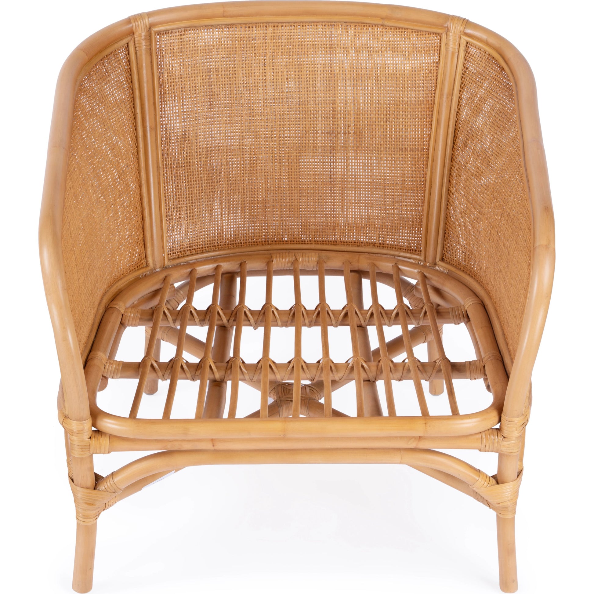 Rattan Upholstered Accent Chair by Butler Specialty Company in natural and natural rattan. Made from rattan, fabric, foam in a cottage & farmhouse style.