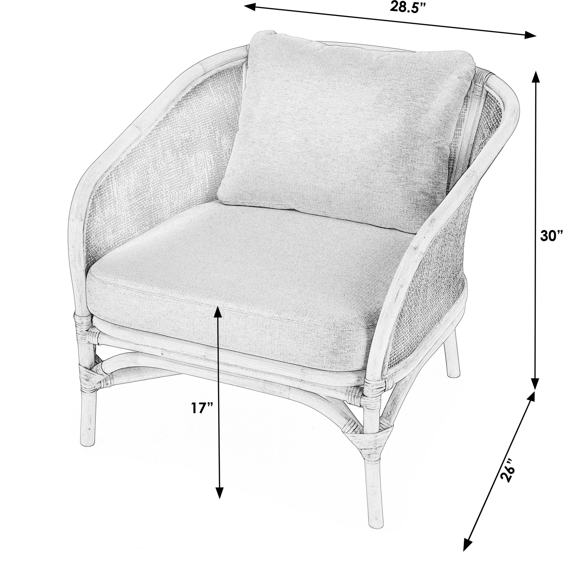 Rattan Upholstered Accent Chair by Butler Specialty Company in natural and natural rattan. Made from rattan, fabric, foam in a cottage & farmhouse style.