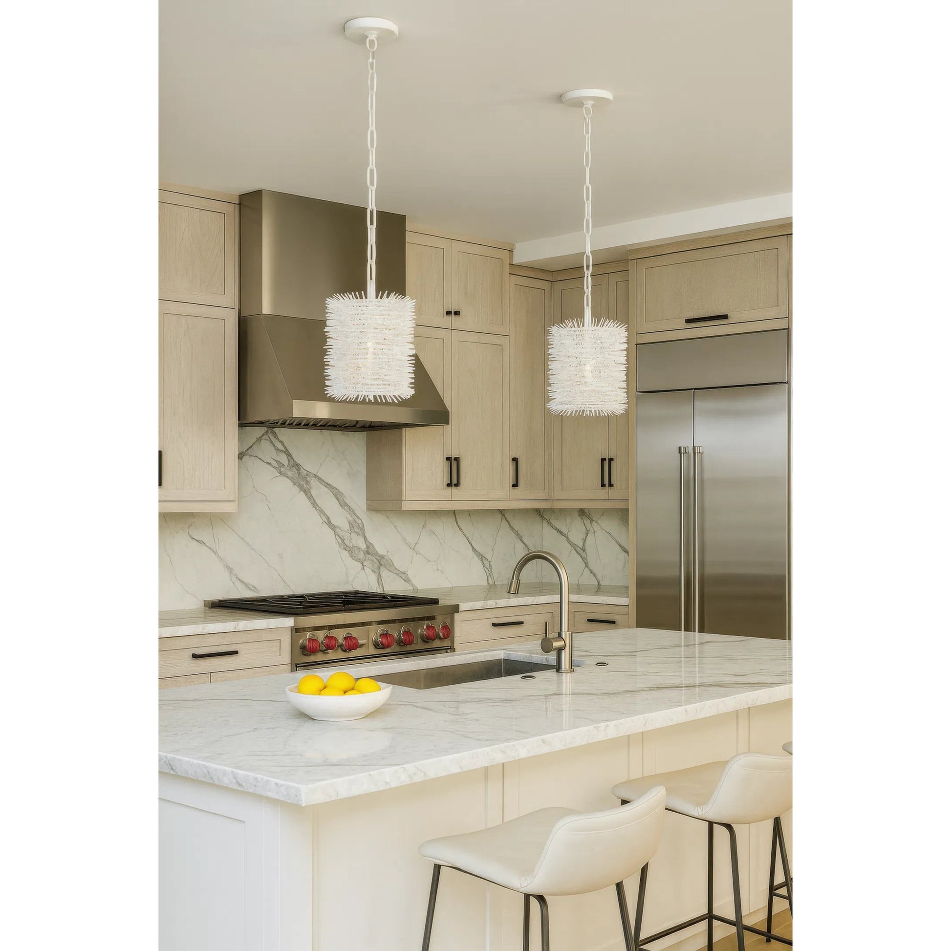 Urchin 1 Light Cylinder Mini Pendant by Varaluz. Made from steel in a unique style.