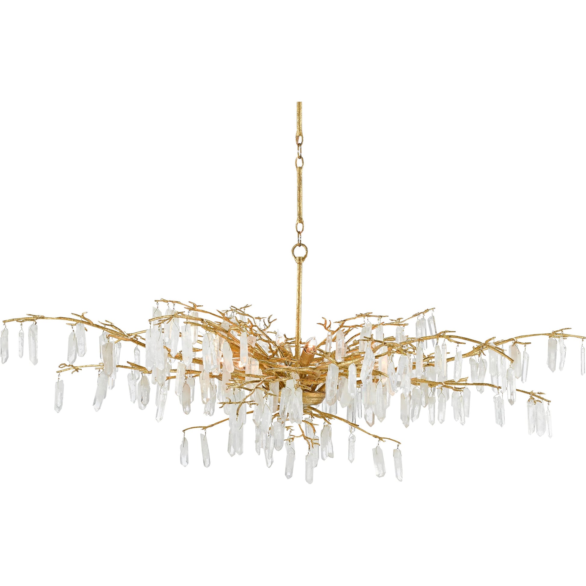 Forest Dawn Chandelier by Currey and Company. Made from wrought iron, crystal in a eclectic & global style.