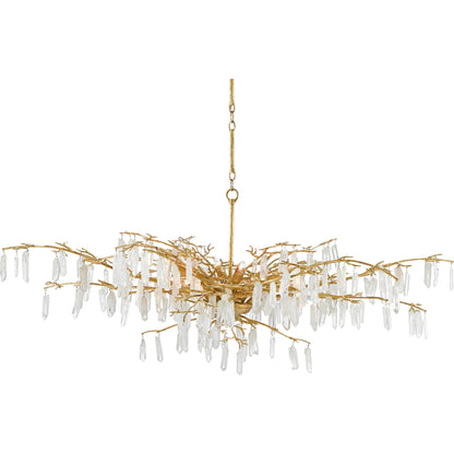 Forest Dawn Chandelier by Currey and Company. Made from wrought iron, crystal in a eclectic & global style.