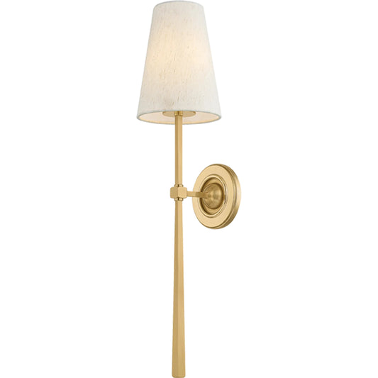 Cadiz Wall Sconce by Corbett in vintage brass. Made from steel in a unique style.