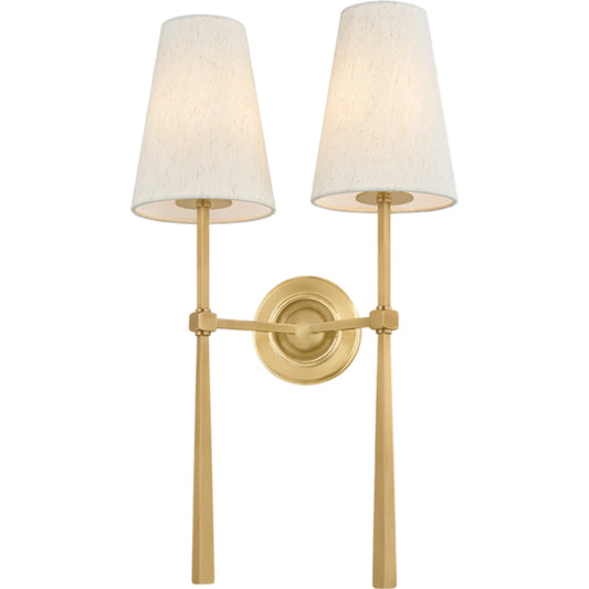 Cadiz Wall Sconce by Corbett in vintage brass. Made from steel in a unique style.