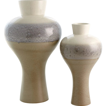 Cream Rises Swell Vase by Global Views in cream and ivory. Made from unique in a modern style.