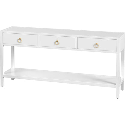 Lark 3-Drawer Console Table by Butler Specialty Company in white. Made from acacia wood, mdf, acacia veneer in a modern style.