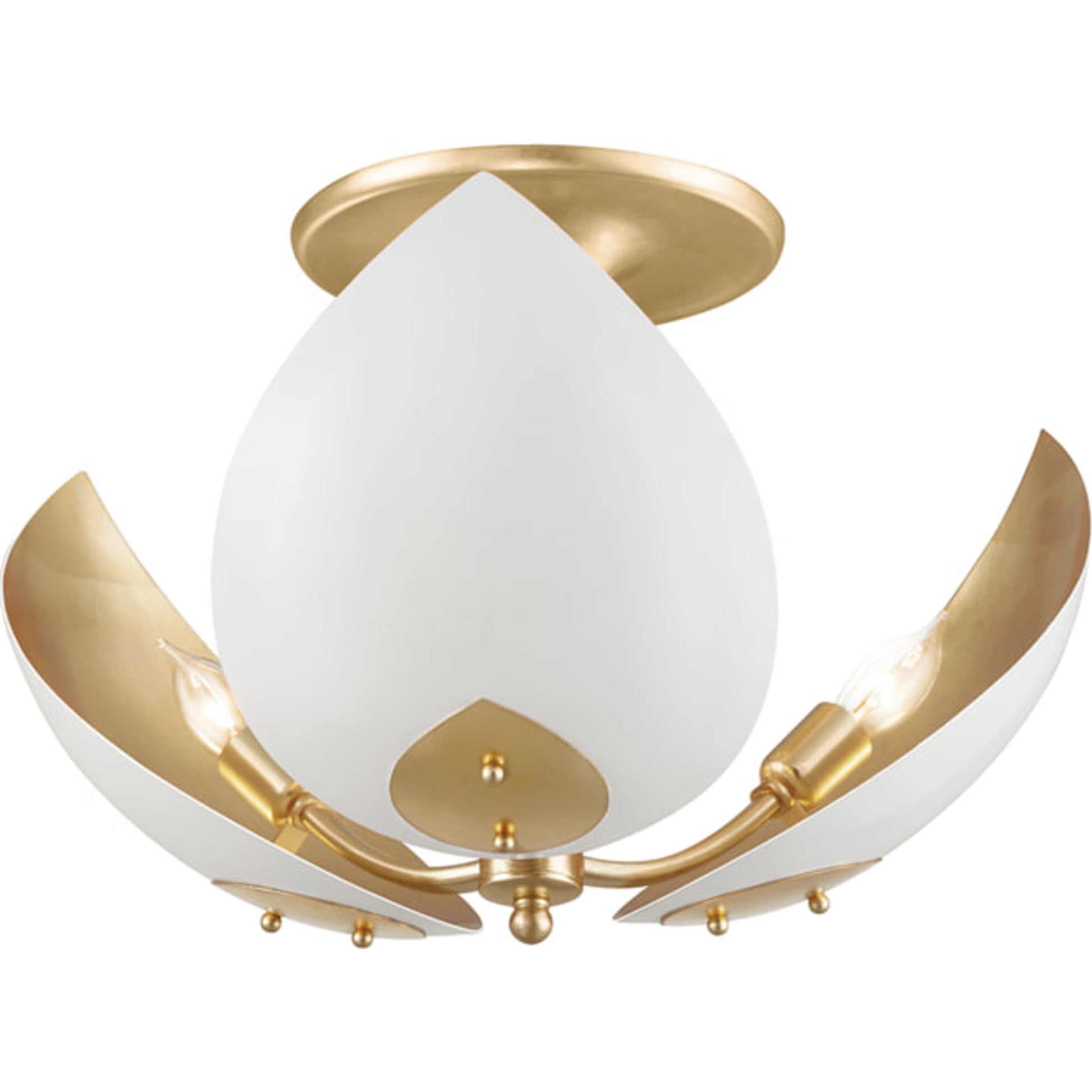 Lotus Semi Flush by Hudson Valley. Made from brass in a modern style.