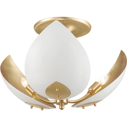 Lotus Semi Flush by Hudson Valley. Made from brass in a modern style.