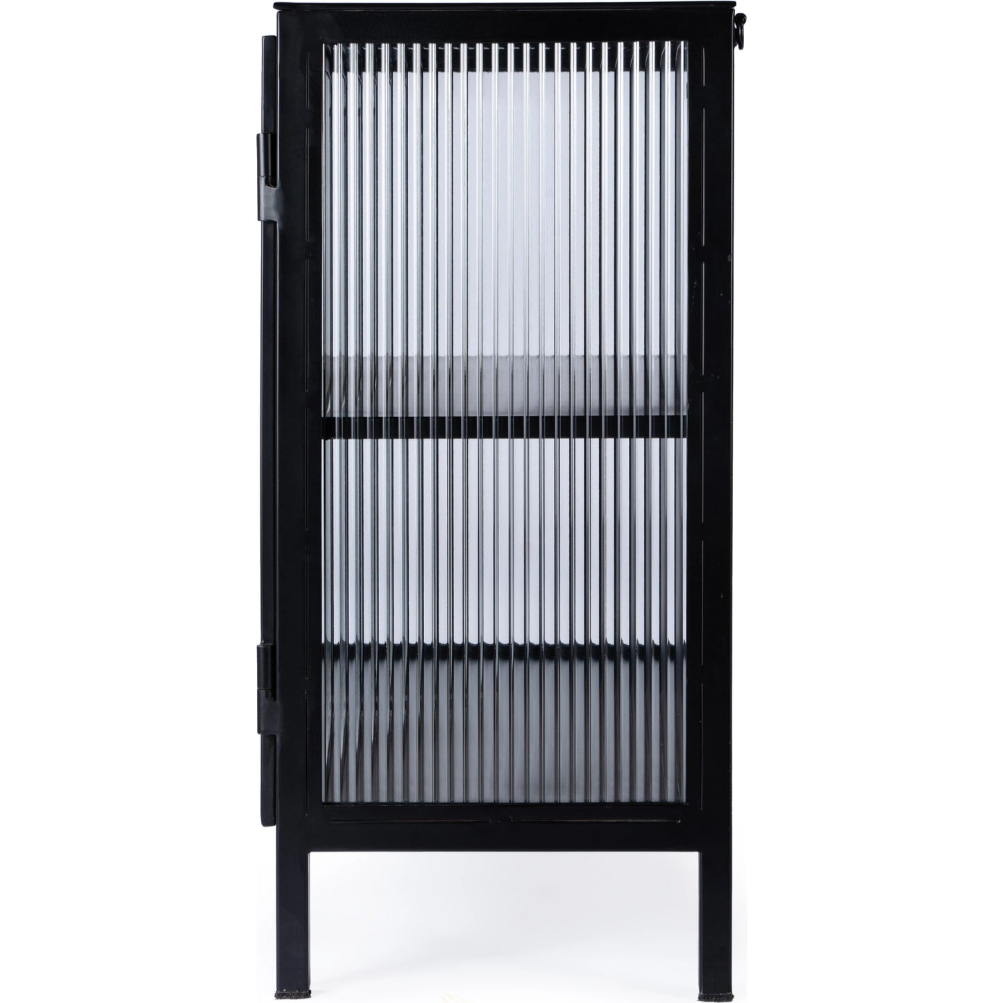 005 SI-2077790 | Additional Silo | Hoxton Ribbed Glass Accent Cabinet by Butler Specialty Company in black and black metal. Made from iron: 80%, glass: 20% in a modern style.