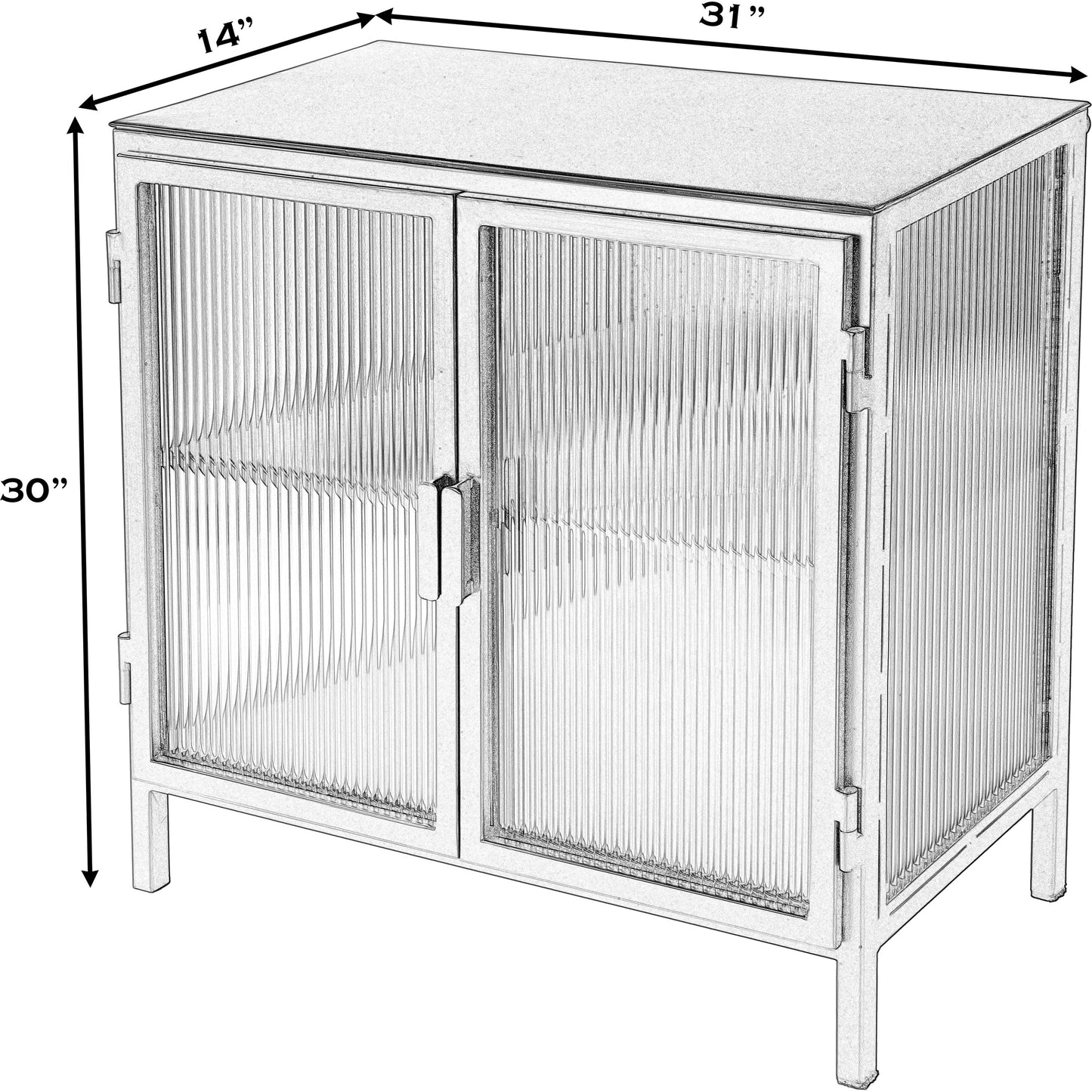 002 SI-2077790 | Additional Silo | Hoxton Ribbed Glass Accent Cabinet by Butler Specialty Company in black and black metal. Made from iron: 80%, glass: 20% in a modern style.