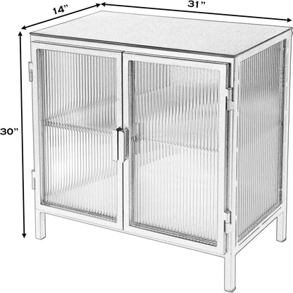 Hoxton Ribbed Glass Accent Cabinet by Butler Specialty Company in black and black metal. Made from iron: 80%, glass: 20% in a modern style.