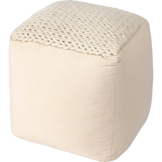 Fernandos Woven Pouf by Butler Specialty Company in cream, ivory and beige diamond. Made from cotton, wool, thermocool beans in a modern style.