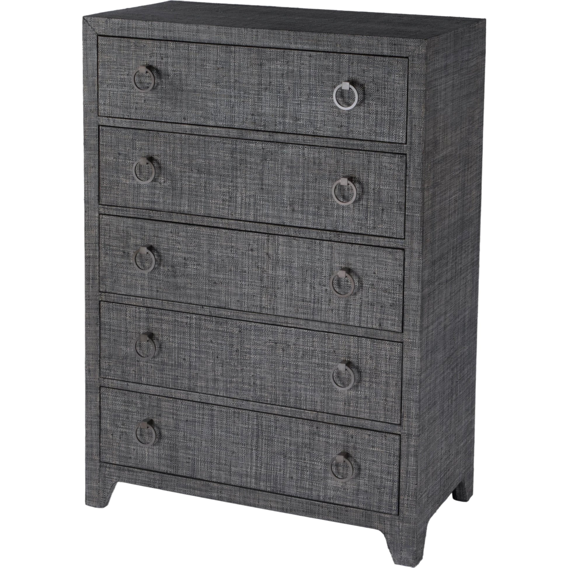 Bar Harbor 5 Drawer Raffia Dresser by Butler Specialty Company. Made from gmelina solids, mdf, oak veneer, saguran raffia with zinc handles in a traditional style.