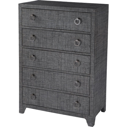 Bar Harbor 5 Drawer Raffia Dresser by Butler Specialty Company. Made from gmelina solids, mdf, oak veneer, saguran raffia with zinc handles in a traditional style.