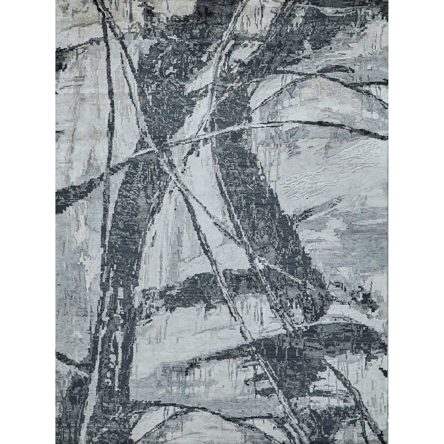 001 SI-2101766,SI-2101767,SI-2101768,SI-2101769,SI-2101770,SI-2101771 | Additional Silo | Floor Art 5707 Rug by Exquisite Rugs in silvery, dark gray. Made from bamboo silk in a unique style.