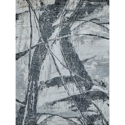 Floor Art 5707 Rug by Exquisite Rugs in silvery, dark gray. Made from bamboo silk in a unique style.