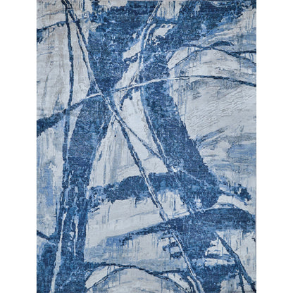 Floor Art 5709 Rug by Exquisite Rugs in ivory, dark blue. Made from bamboo silk in a unique style.