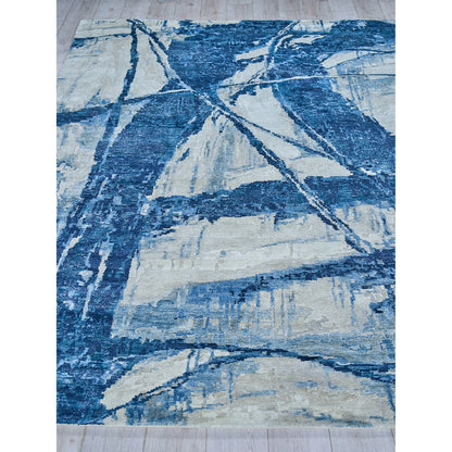 Floor Art 5709 Rug by Exquisite Rugs in ivory, dark blue. Made from bamboo silk in a unique style.