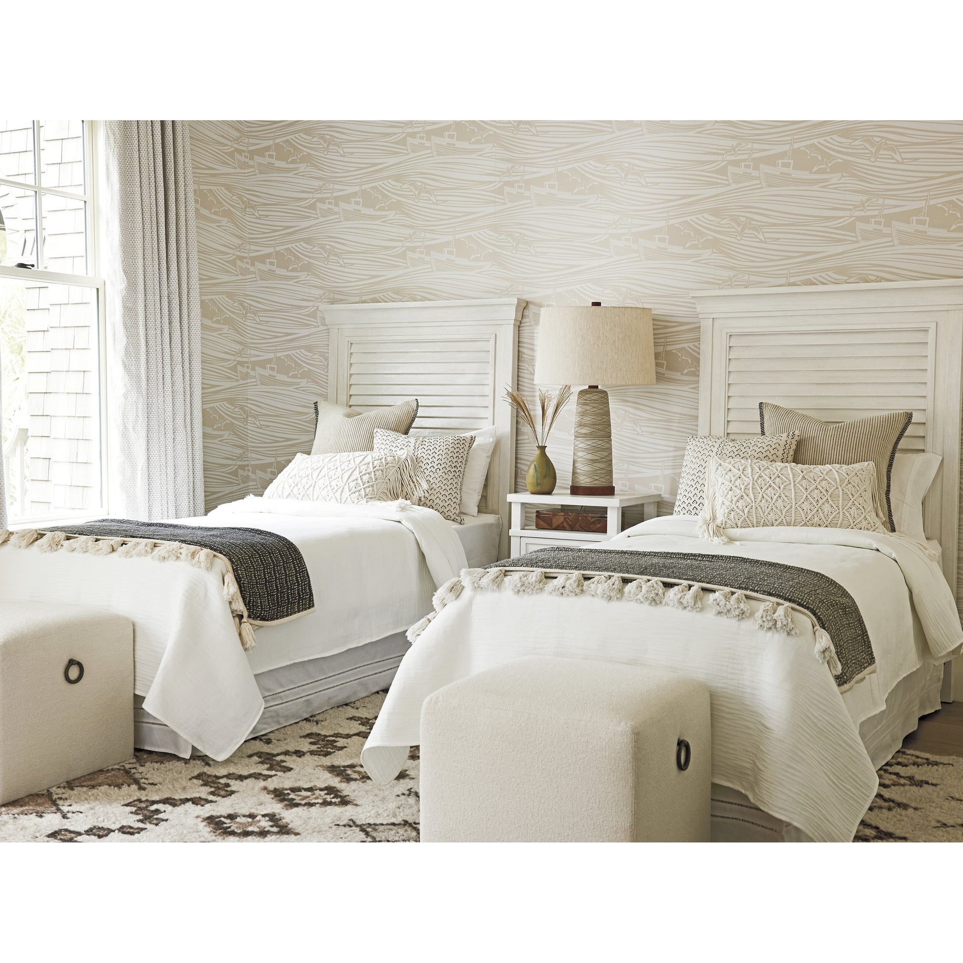 Royal Palm Louvered Headboard by Tommy Bahama Home in plantation. Made from unique in a cottage & farmhouse style.
