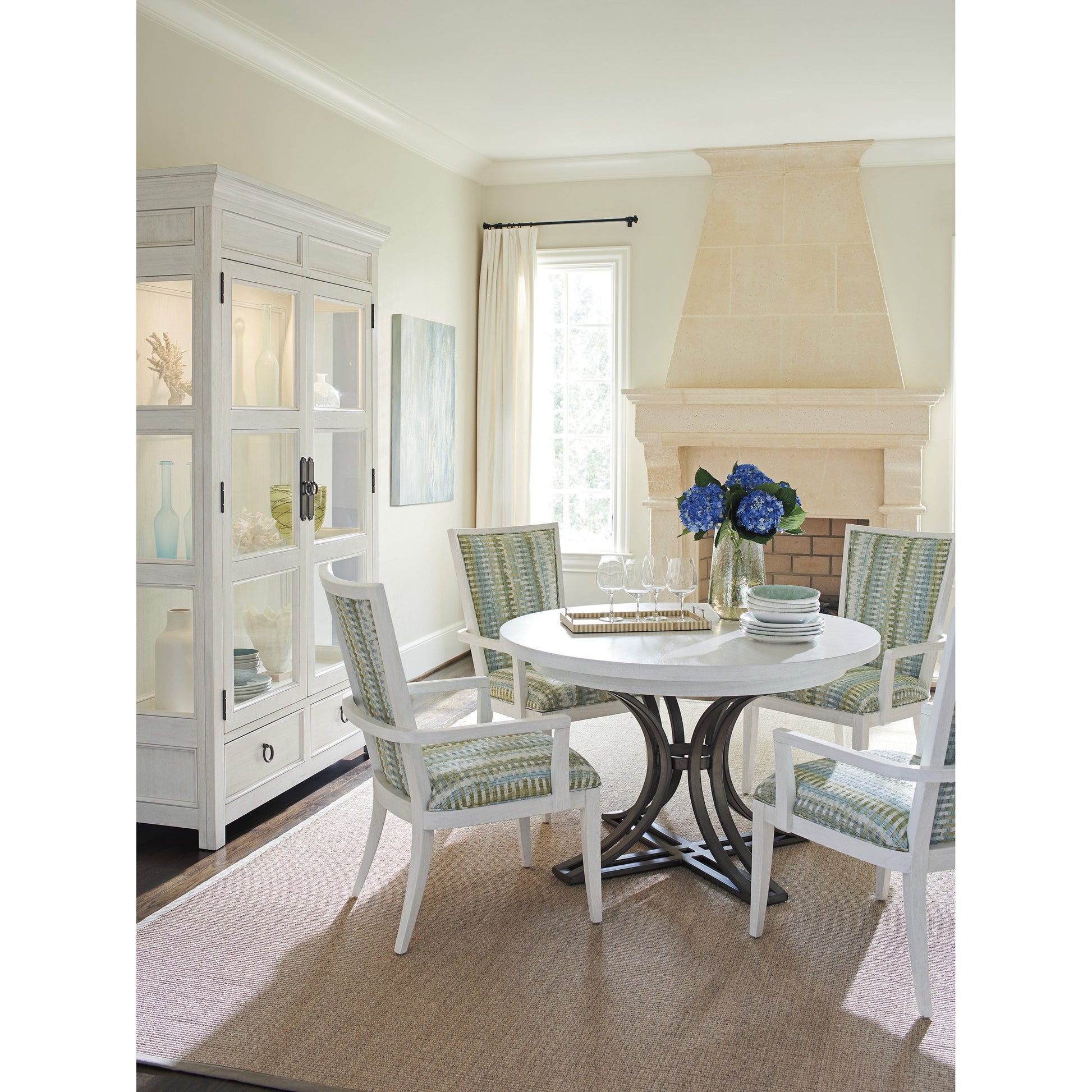 Marsh Creek Round Dining Table by Tommy Bahama Home in pewter. Made from unique in a modern style.