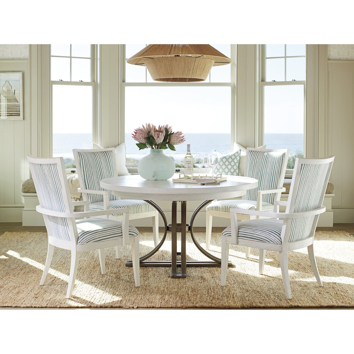 001 SR-836407 | Lifestyle | Savannah Round Dining Table by Tommy Bahama Home. Made from unique in a modern style.