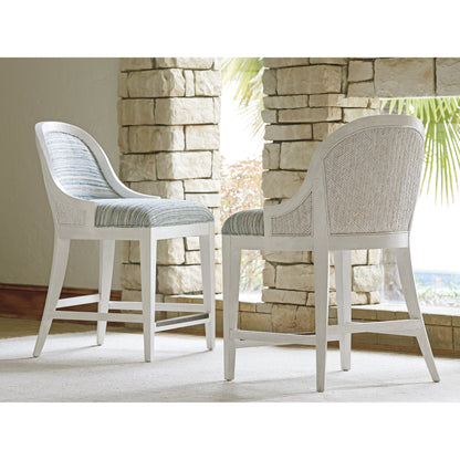 Lantana Counter Stool by Tommy Bahama Home in sea mist. Made from unique in a cottage & farmhouse style.