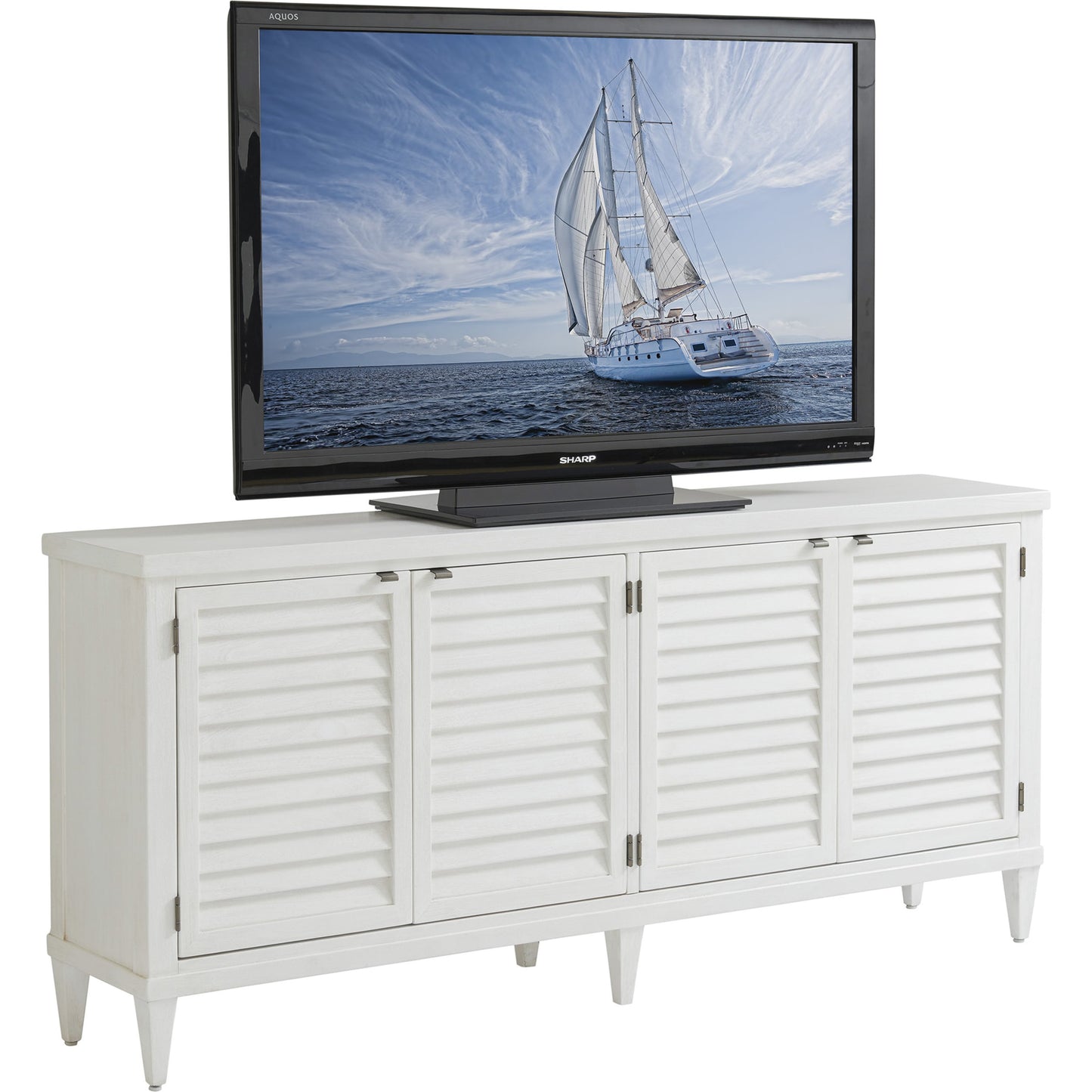 001 SR-836213 | Primary Silo | Lantern Bay Media Console by Tommy Bahama Home in white. Made from unique in a cottage & farmhouse style.