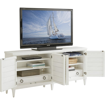 Lantern Bay Media Console by Tommy Bahama Home in white. Made from unique in a cottage & farmhouse style.