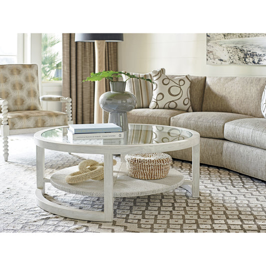 Pompano Round Cocktail Table by Tommy Bahama Home in white. Made from unique in a transitional style.