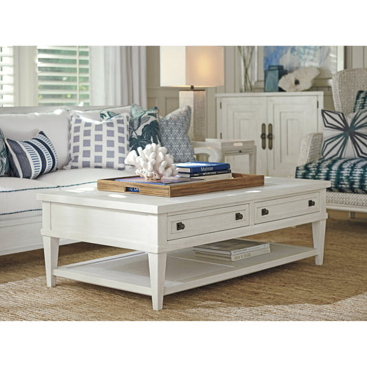 Palm Coast Rectangular Cocktail Table by Tommy Bahama Home in white. Made from unique in a traditional style.