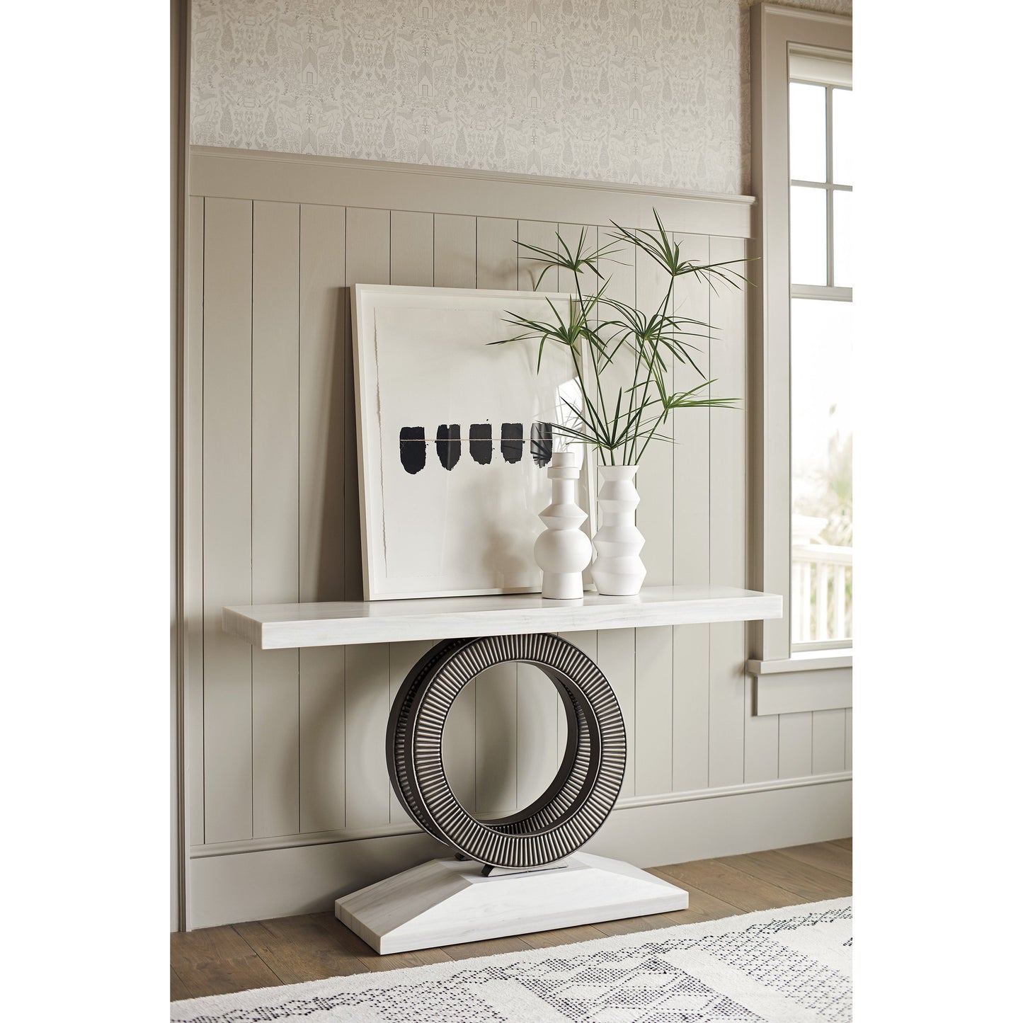 001 SR-836553 | Lifestyle | Wayfarer Stone Top Console by Tommy Bahama Home. Made from unique in a modern style.