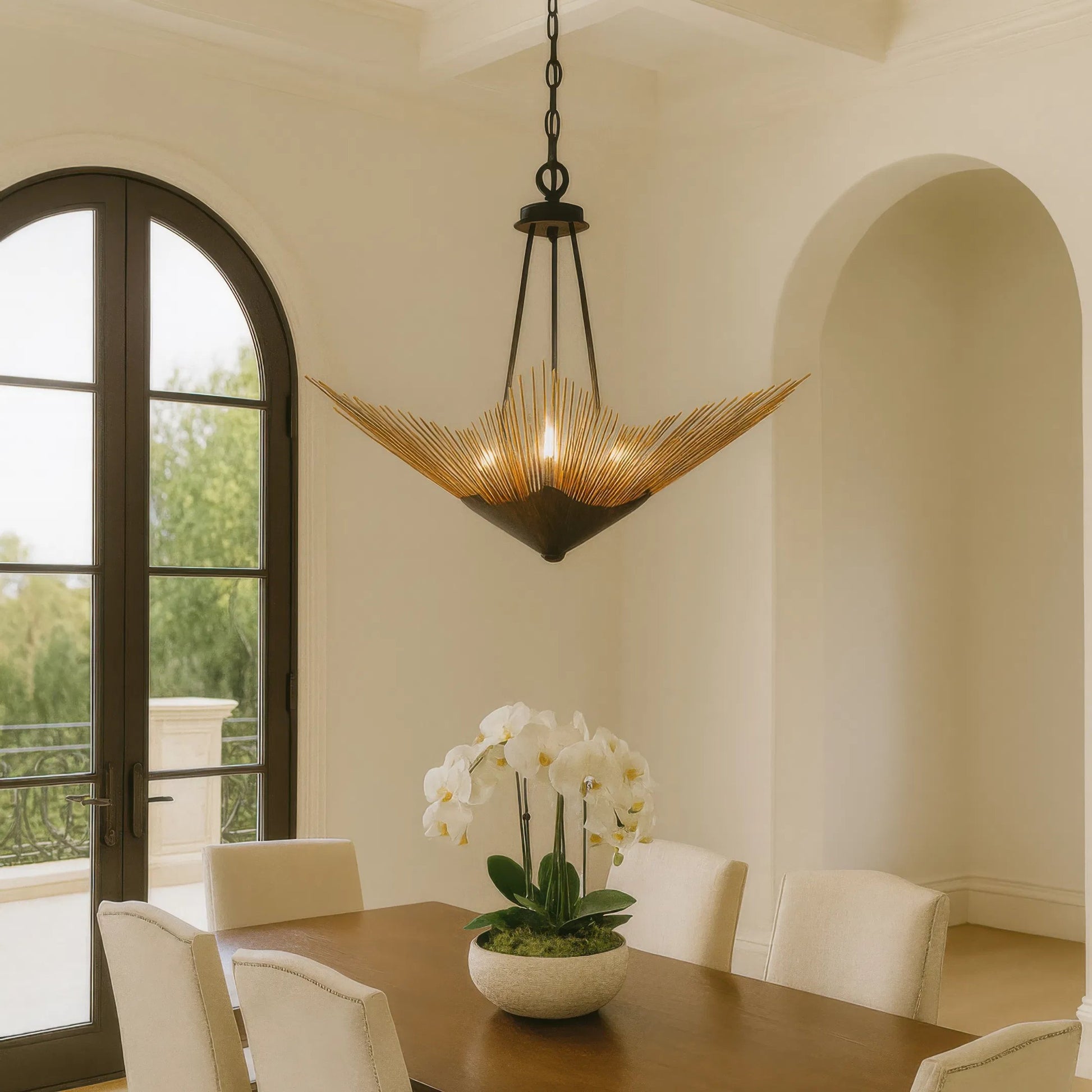 Aristocrat 6 Light Pendant by Varaluz in bronze, brown. Made from steel in a unique style.