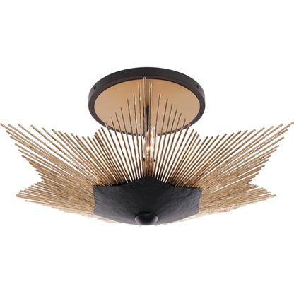 Aristocrat 3 Light Semi Flush by Varaluz in bronze, brown. Made from steel in a unique style.