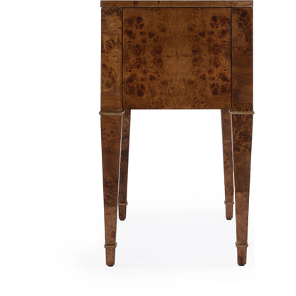 Kai 2 Drawer End Table by Butler Specialty Company. Made from poplar solids, burl veneer and mdf in a modern style.