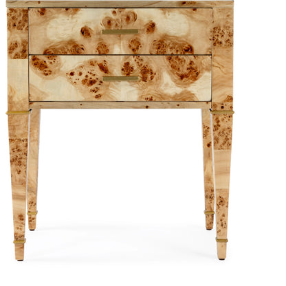 Kai 2 Drawer End Table by Butler Specialty Company. Made from poplar solids, burl veneer and mdf in a modern style.