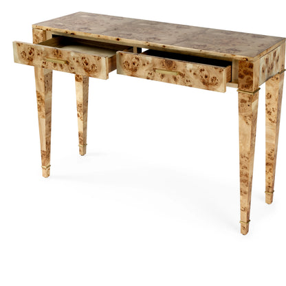 Kai 2 Drawer Burl Wood Console Table by Butler Specialty Company. Made from poplar solids, burl veneer, mdf in a modern style.