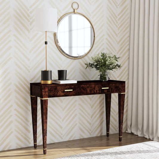 Kai 2 Drawer Burl Wood Console Table by Butler Specialty Company. Made from poplar solids, burl veneer, mdf in a modern style.