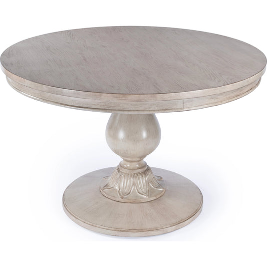 Evie 48" Round Pedestal Dining Table by Butler Specialty Company. Made from poplar solids, cherry veneer, mdf, resin in a traditional style.