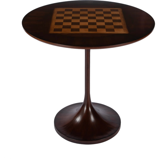 Francis Round Pedestal Game Table by Butler Specialty Company in dark brown and cherry. Made from poplar solids, cherry, maple and walnut veneers, mdf, resin in a cottage & farmhouse style.