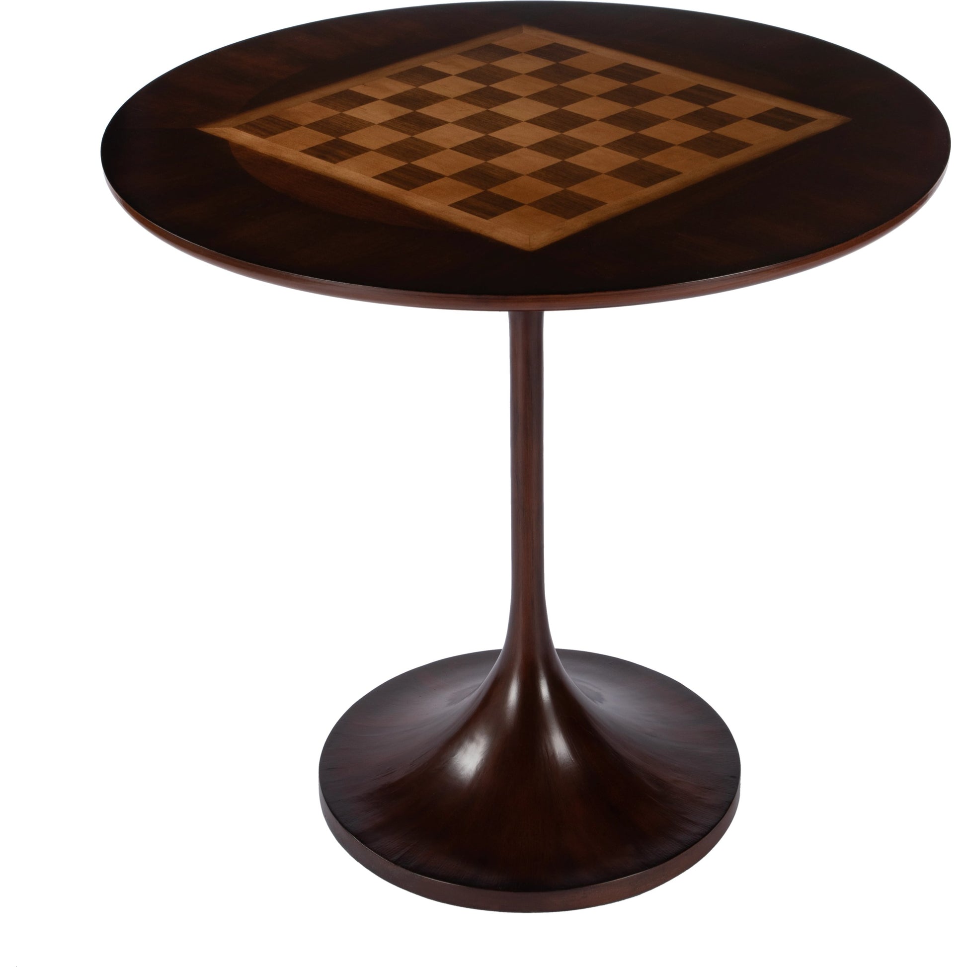 Francis Round Pedestal Game Table by Butler Specialty Company in dark brown and cherry. Made from poplar solids, cherry, maple and walnut veneers, mdf, resin in a cottage & farmhouse style.