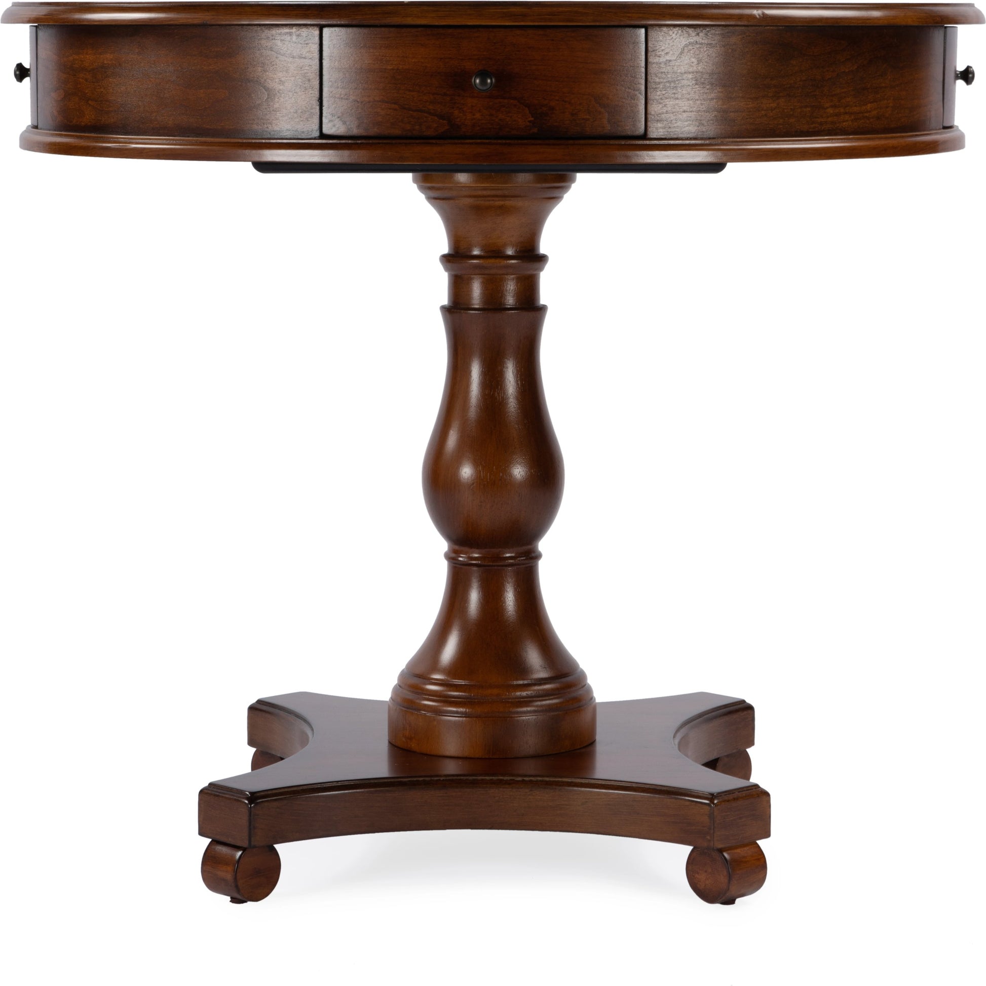 Fredrik Round Game Table by Butler Specialty Company. Made from rubberwood, poplar solids, cherry/maple/walnut veneer, mdf, resin in a traditional style.