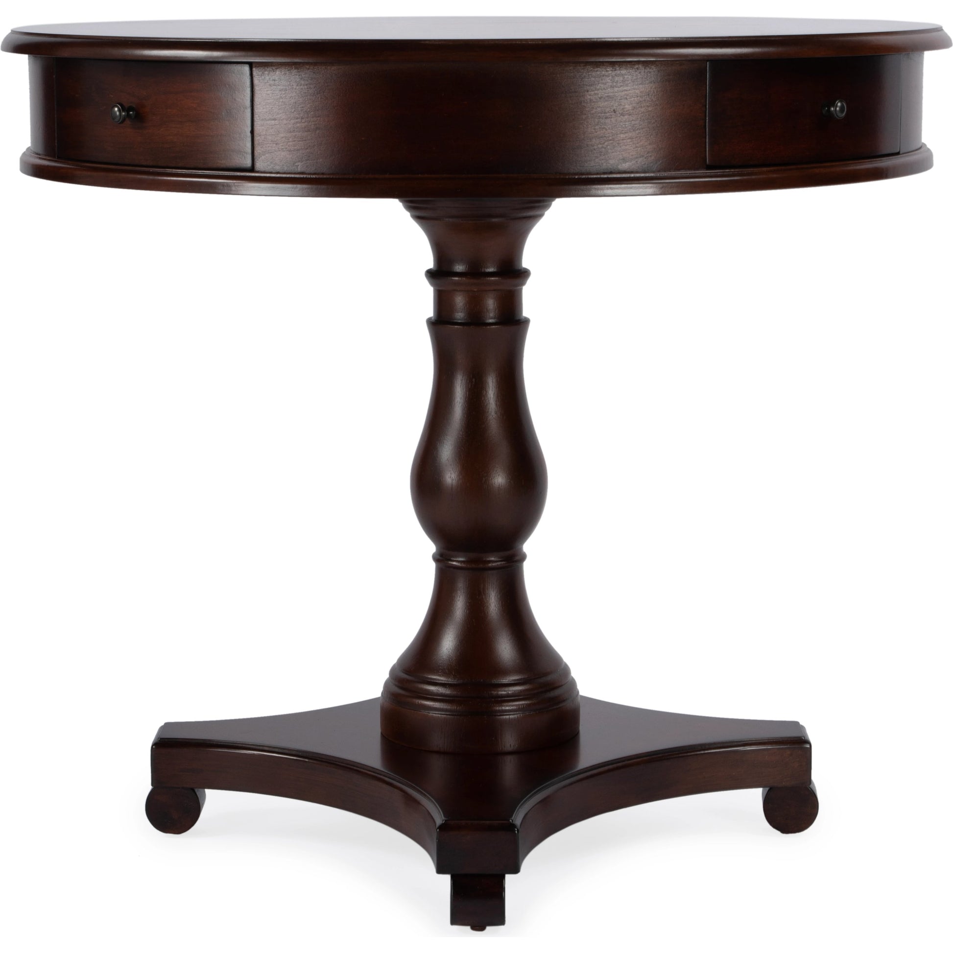 Fredrik Round Game Table by Butler Specialty Company. Made from rubberwood, poplar solids, cherry/maple/walnut veneer, mdf, resin in a traditional style.
