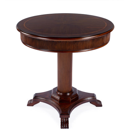 Ellsworth Ribbed Pedestal Foyer Table by Butler Specialty Company in dark brown and cherry. Made from poplar solids , cherry/maple veneer, mdf, resin in a traditional style.