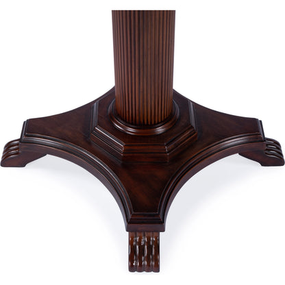 Ellsworth Ribbed Pedestal Foyer Table by Butler Specialty Company in dark brown and cherry. Made from poplar solids , cherry/maple veneer, mdf, resin in a traditional style.