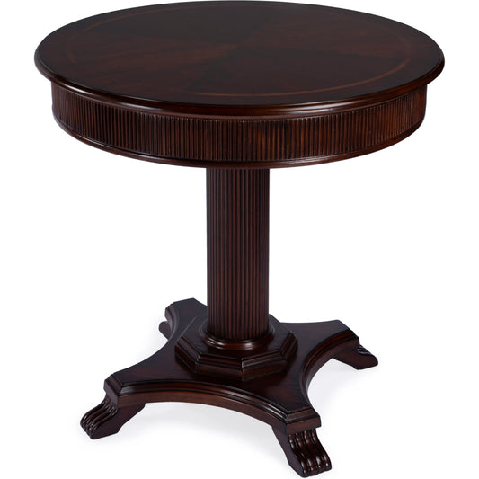Ellsworth Ribbed Pedestal Foyer Table by Butler Specialty Company. Made from poplar solids , cherry/maple veneer, mdf, resin in a traditional style.